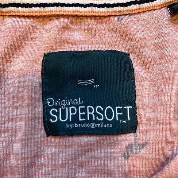 Bruno Milano Pastel Salmon short sleeve henley, Flamingo print - Picture 3 of 9